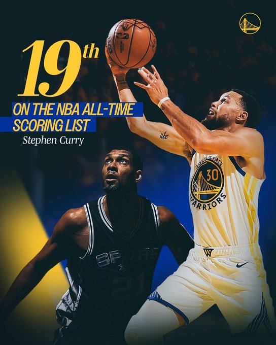 九游体育app-勇士官方晒出海报:祝贺库里超越邓肯 升至历史得分榜第19位